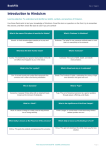 Free Hinduism Flashcards | Grade 3 | Social Studies | BookFlik