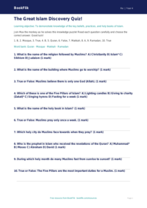 Free Islam Quiz | Grade 3 | Social Studies | BookFlik