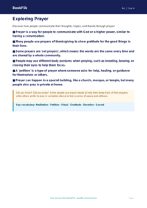 Free Prayer Poster | Grade 3 | Social Studies | BookFlik