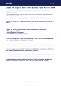 Sacred Texts Assessment Grade 3 | Social Studies | BookFlik