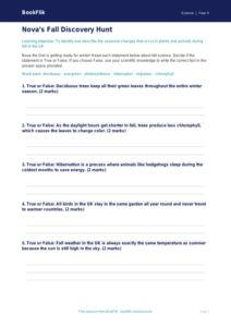 Science autumn science activity sheet grade 3 core