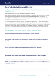 Free Electricity Comprehension | Grade 3 | Science | BookFlik