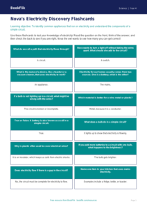 Free Electricity Flashcards | Grade 3 | Science | BookFlik