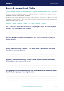 Free Food Chains Worksheet | Grade 3 | Science | BookFlik