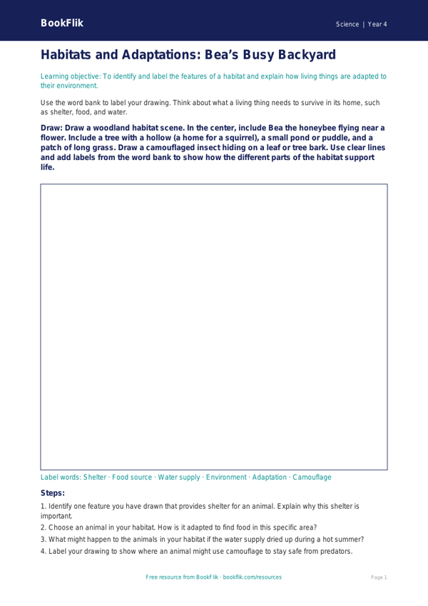 Science habitats drawing sheet grade 3 core worksheet preview — Science Habitats