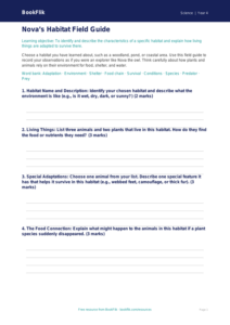 Science habitats template grade 3 core