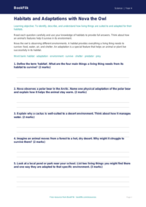 Science habitats worksheet grade 3 core