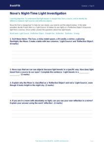 Free Light Activity Sheet | Grade 3 | Science | BookFlik
