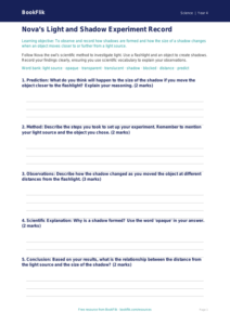 Free Light Template | Grade 3 | Science | BookFlik