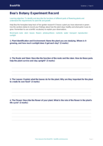 Free Plants Worksheet | Grade 3 | Science | BookFlik