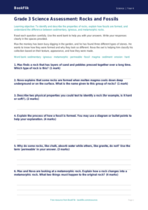 Free Rocks Assessment | Grade 3 | Science | BookFlik