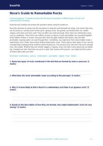 Free Rocks Comprehension | Grade 3 | Science | BookFlik
