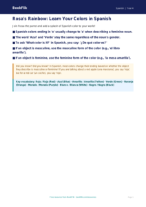 Spanish colours poster grade 3 core