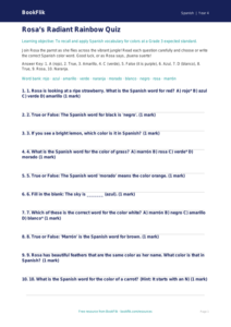 Free Colors Quiz | Grade 3 Spanish | BookFlik
