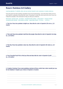 Free Spanish Colors Worksheet | Grade 3 | US Common Core