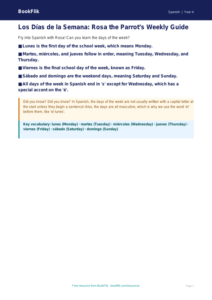 Free Days of the Week Poster | Grade 3 | Spanish | BookFlik