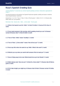 Spanish greetings quiz grade 3 core