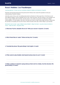 Free Hobbies Track Sheet | Grade 3 | Spanish | BookFlik
