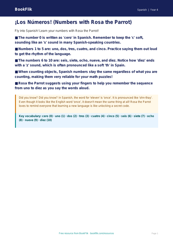 Free Spanish Numbers Worksheet | Grade 3 | US Common Core worksheet preview — Spanish Numbers