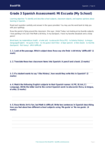 Free School Assessment | Grade 3 | Spanish | BookFlik
