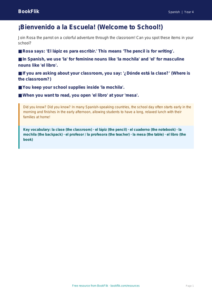 Spanish school poster grade 3 core