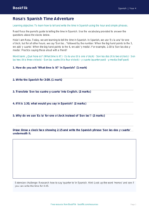 Free Telling the Time Track Sheet | Grade 3 Spanish | BookFlik