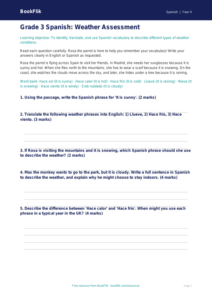 Free Spanish Weather Assessment | Grade 3 | BookFlik
