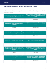 Free Famous Artists Flashcards | Year 5 | Art | BookFlik