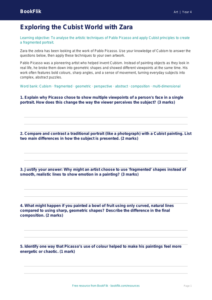 Free Picasso Worksheet | Year 4 | Art | BookFlik