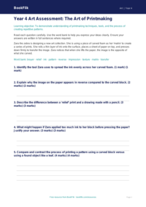 Free Printmaking Assessment | Year 4 | Art | BookFlik