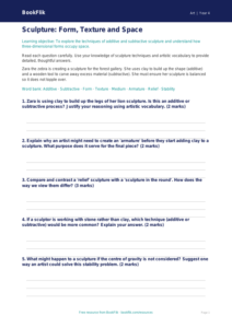 Free Sculpture Worksheet | Year 4 | Art | BookFlik