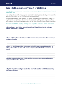 Free Sketching Assessment | Year 5 | Art | BookFlik