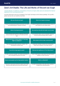 Van Gogh Art History Flashcards | Year 4 | Australian Curriculum