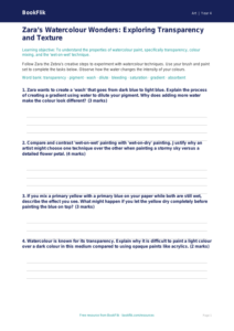 Free Watercolour Activity Sheet | Year 4 | Art | BookFlik