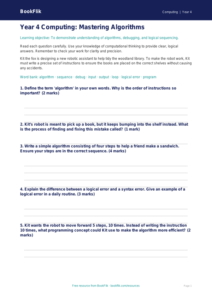 Free Algorithms Assessment | Year 4 | Computing | BookFlik