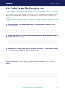 Free Debugging Template | Year 4 | Computing | BookFlik
