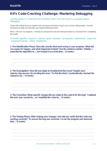 Free Debugging Writing Frame | Year 4 | Computing | BookFlik