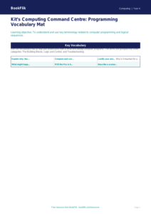 Free Programming Word Mat | Year 4 | Computing | BookFlik