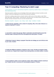 Free Scratch Assessment | Year 4 | Computing | BookFlik