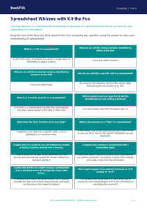 Free Spreadsheets Flashcards | Year 4 | Computing | BookFlik