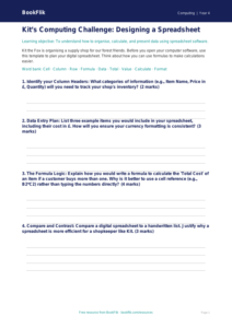Free Spreadsheets Template | Year 4 | Computing | BookFlik