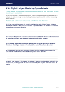 Free Spreadsheets Worksheet | Year 4 | Computing | BookFlik