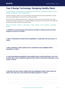 Healthy Meals Assessment Year 5 | Design Technology | BookFlik