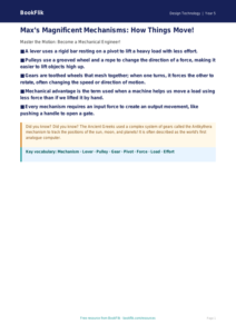 Free Mechanisms Poster | Year 5 | Design Technology | BookFlik