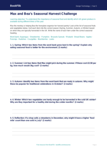 Free Seasonal Food Activity Sheet | Year 5 | Design Technology | BookFlik