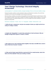 Free Structures Assessment | Year 5 | Design Technology | BookFlik