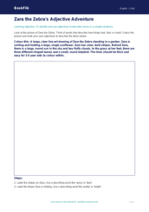 Free Adjectives Colouring Page | Foundation | English | BookFlik