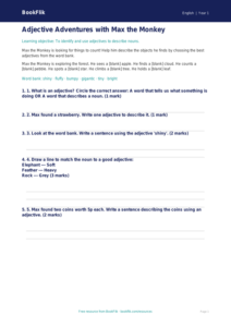 Free Adjectives Worksheet | Year 1 | English | BookFlik