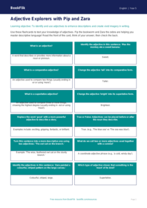 Free Adjectives Flashcards | Year 5 | English | BookFlik