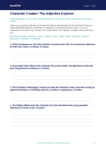 Free Adjectives Template | Year 5 | English | BookFlik